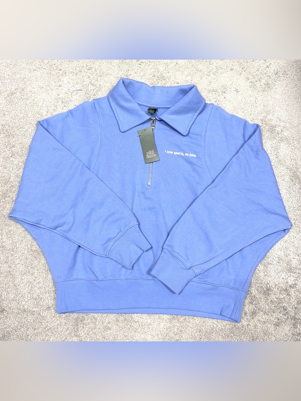 Wild Fable Women's Sweatshirt Size Large Pullover 1/4 Zip Long Sleeve Blue